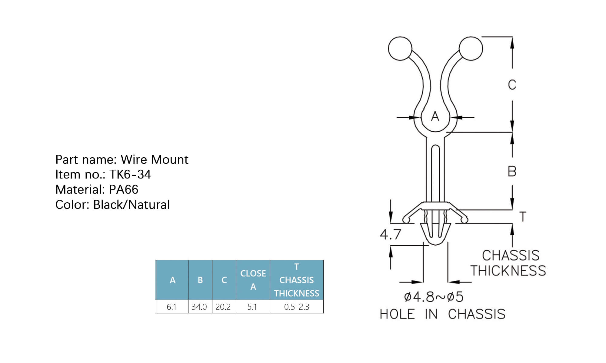 Plastic Wire Mount TK6-34